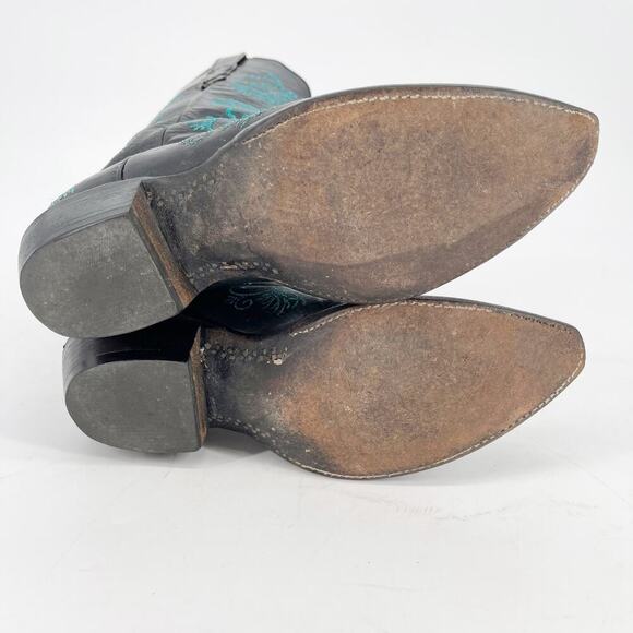 Lucchese Classics Black Metallic Teal Stitching Western Cowgirl Boot size 6.5 - Picture 11 of 11